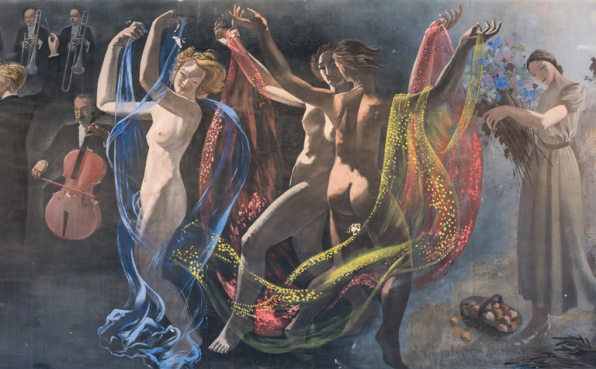 Peinture côté jardin : danseuses (les Grâces). © Région Bourgogne-Franche-Comté, Inventaire du patrimoine