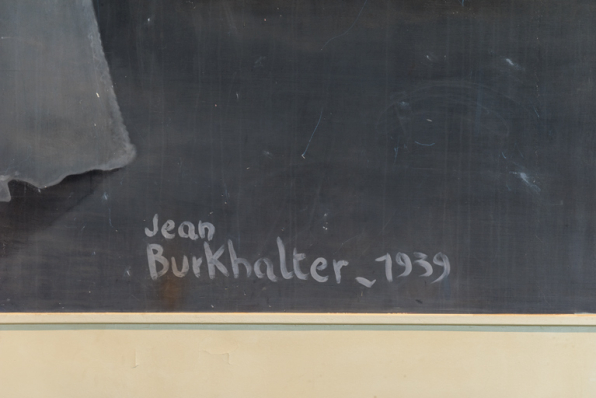 Peinture côté jardin : signature de Burkhalter et date 1939. © Région Bourgogne-Franche-Comté, Inventaire du patrimoine Peinture côté jardin : signature de Burkhalter et date 1939. © Région Bourgogne-Franche-Comté, Inventaire du patrimoine