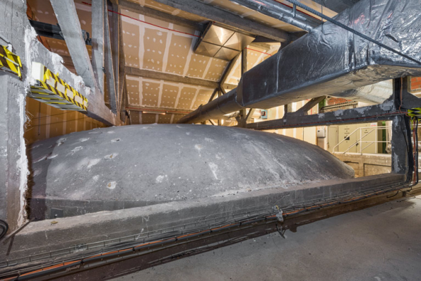 Extrados de la coupole et charpente en béton armé. © Région Bourgogne-Franche-Comté, Inventaire du patrimoine Extrados de la coupole et charpente en béton armé. © Région Bourgogne-Franche-Comté, Inventaire du patrimoine