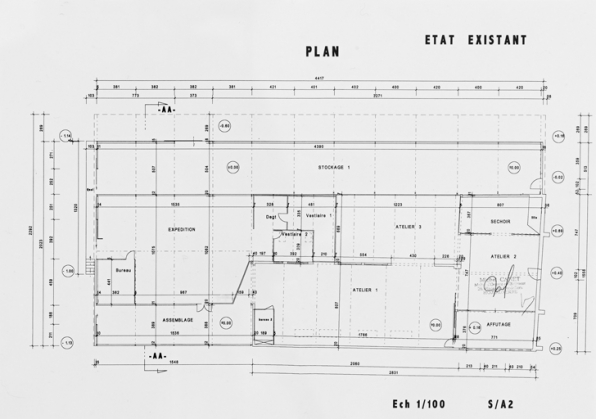 Plan de l'usine de menuiserie en 2004. © Région Bourgogne-Franche-Comté, Inventaire du patrimoine Plan de l'usine de menuiserie en 2004. © Région Bourgogne-Franche-Comté, Inventaire du patrimoine