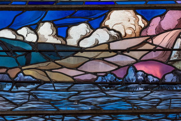 Verrière de la baie 113. Détail d'une lancette.  © Région Bourgogne-Franche-Comté, Inventaire du patrimoine