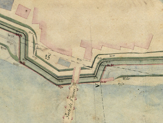 Projets extraordinaires pour 1840. Ouvrages extérieurs de la place [détail du bastion]. 1838. © Service historique de la Défense