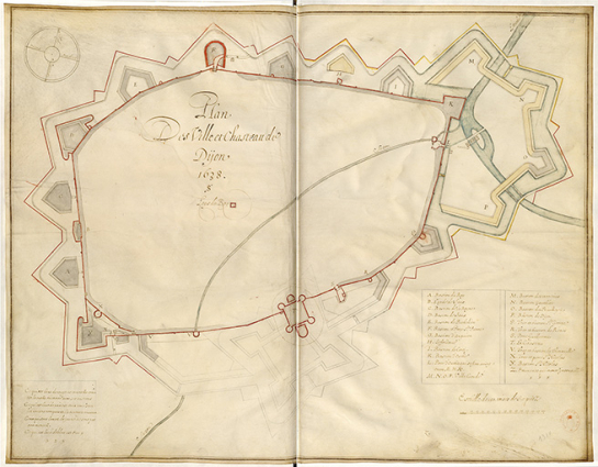 Plan des ville et chasteau de Dijon. 1638. 	 © Bibliothèque nationale de France