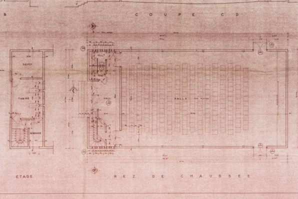 Commune de Luzy. Nièvre. Cinéma. Plans, façades et coupes [détail du plan]. 30 janvier 1954. © Région Bourgogne-Franche-Comté, Inventaire du patrimoine