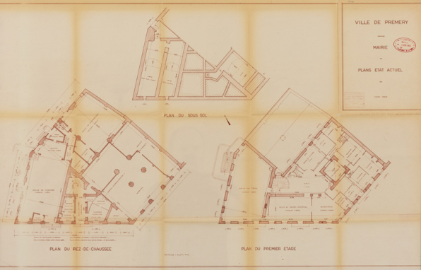 Ville de Prémery. Mairie. Plans état actuel. Mars 1963. © Région Bourgogne-Franche-Comté, Inventaire du patrimoine Ville de Prémery. Mairie. Plans état actuel. Mars 1963. © Région Bourgogne-Franche-Comté, Inventaire du patrimoine