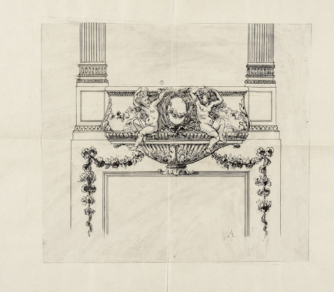 [Projet de décor pour la salle, par Flandrin]. A [devant de loge d'entrecolonne, avec deux enfants]. S.d. [17 juin 1898]. © Région Bourgogne-Franche-Comté, Inventaire du patrimoine