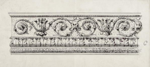 [Projet de décor pour la salle, par Flandrin]. C [devant de balcon des deuxièmes galeries]. S.d. [17 juin 1898]. © Région Bourgogne-Franche-Comté, Inventaire du patrimoine