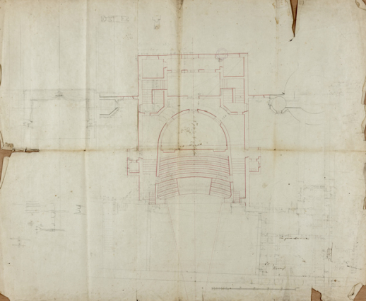 [Projet de salle de spectacle : plans et coupe]. N° 2ème Plan du rez de chaussée. S.d. [1809 ?]. © Région Bourgogne-Franche-Comté, Inventaire du patrimoine
