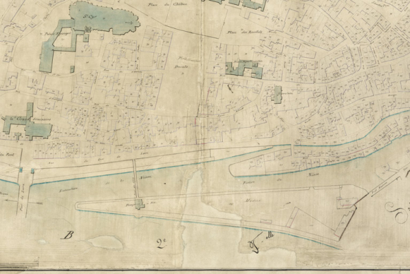 Section C dite du Croux. Feuille unique [plan cadastral napoléonien : le quartier des Pâtis]. S.d. [1835]. © Région Bourgogne-Franche-Comté, Inventaire du patrimoine
