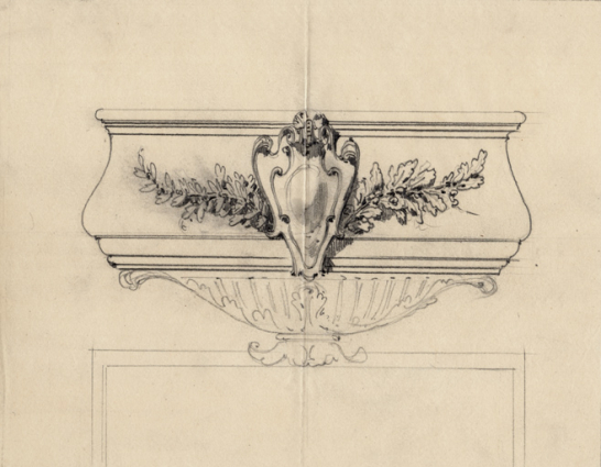 [Projet de décor pour le devant des loges d'entrecolonne, par Flandrin]. S.d. [1898]. © Région Bourgogne-Franche-Comté, Inventaire du patrimoine