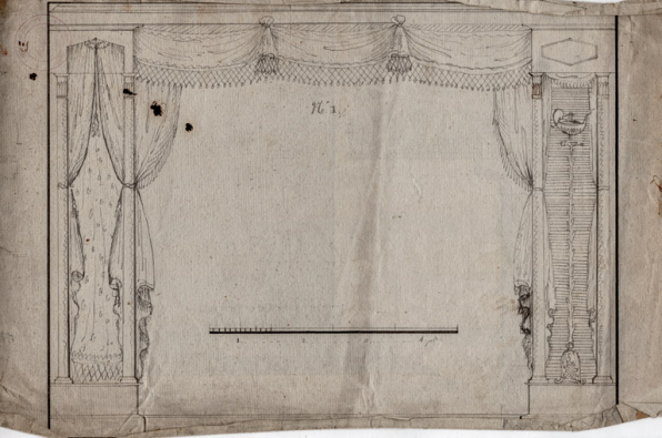 [Cadre d’arlequin, avec au verso des détails d’architecture (corniche et base de colonne)]. S.d. [1er quart 19e siècle ?]. © Région Bourgogne-Franche-Comté, Inventaire du patrimoine