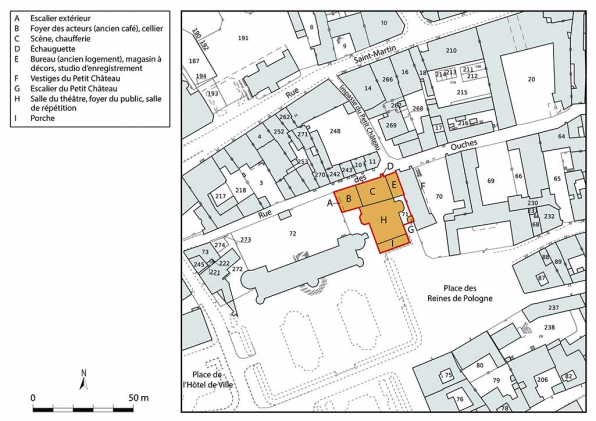 Plan-masse et de situation. Source : Direction générale des Finances Publiques - Cadastre ; mise à jour 2023, section BL, 1/500 agrandi à 1/1 000. © Région Bourgogne-Franche-Comté, Inventaire du patrimoine