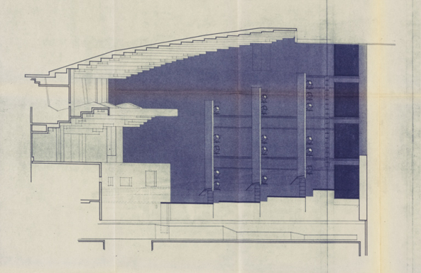 Ville de Nevers. Maison de la culture. Equipement scénique.SC 18. Plan du plafond de la salle et parois latérales [détail : parois]. 1968. © Région Bourgogne-Franche-Comté, Inventaire du patrimoine