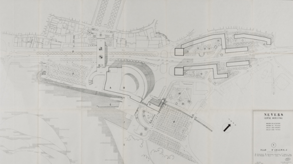 Nevers Centre municipal [...] 1. Plan d’ensemble. Novembre 1960.  © Région Bourgogne-Franche-Comté, Inventaire du patrimoine