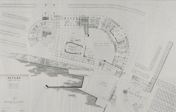 Nevers Centre municipal [...] 3. Plan du rez de chaussée. Novembre 1960-mars 1961.  © Région Bourgogne-Franche-Comté, Inventaire du patrimoine