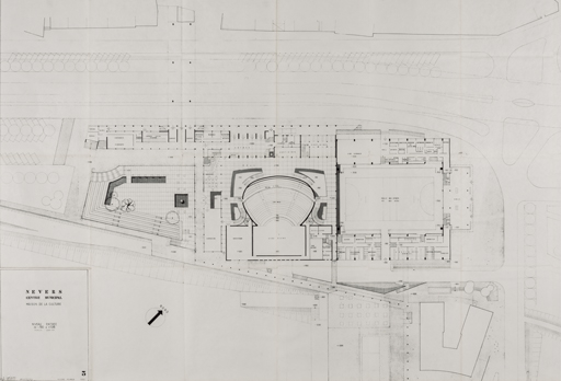 Nevers Centre municipal. Maison de la culture, maison des sports. 3. Niveau entrée de -150 à +128. Février 1963. © Région Bourgogne-Franche-Comté, Inventaire du patrimoine Nevers Centre municipal. Maison de la culture, maison des sports. 3. Niveau entrée de -150 à +128. Février 1963. © Région Bourgogne-Franche-Comté, Inventaire du patrimoine