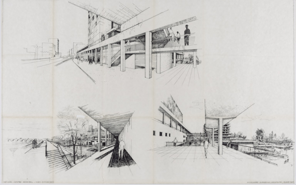 Nevers Centre municipal. Vues extérieures. Février 1963. © Région Bourgogne-Franche-Comté, Inventaire du patrimoine