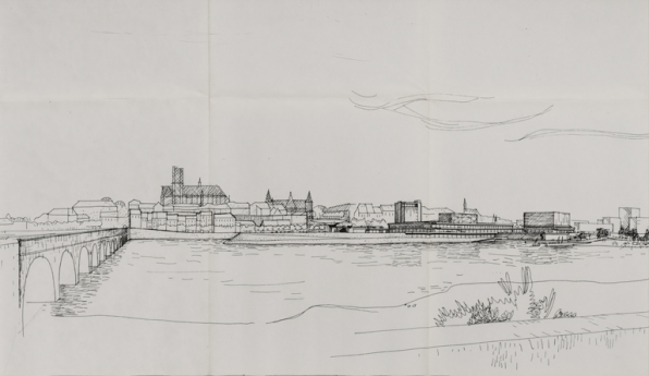 Nevers. Bords de Loire [détail]. 1963.  © Région Bourgogne-Franche-Comté, Inventaire du patrimoine