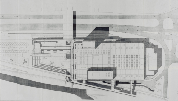 Nevers Centre municipal. Maison de la culture. 1. Plan d’ensemble [détail]. Octobre 1964, rect. novembre 1964. © Région Bourgogne-Franche-Comté, Inventaire du patrimoine