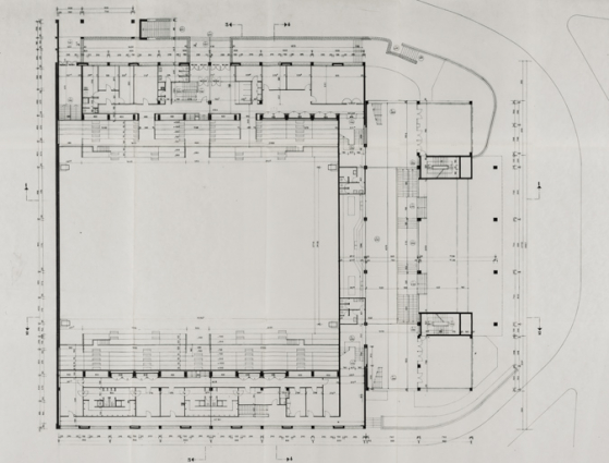 Nevers Centre municipal. Maison des sports. 6. Plan d’exécution. Niveau -150. Octobre 1964. © Région Bourgogne-Franche-Comté, Inventaire du patrimoine Nevers Centre municipal. Maison des sports. 6. Plan d’exécution. Niveau -150. Octobre 1964. © Région Bourgogne-Franche-Comté, Inventaire du patrimoine