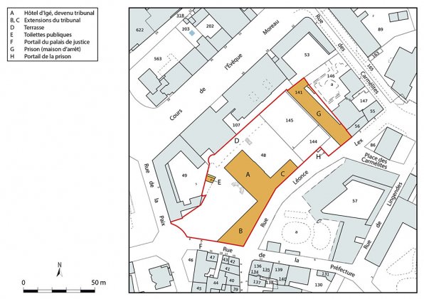 Plan-masse et de situation. Extrait du plan cadastral, 2023, 1/1 000. © Région Bourgogne-Franche-Comté, Inventaire du patrimoine