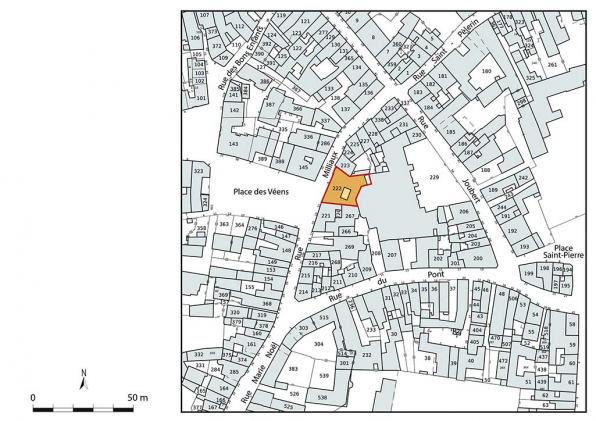 Plan-masse et de situation. Source : Direction générale des Finances Publiques - Cadastre ; mise à jour 2023, section BI, 1/500 réduit à 1/1 000. © Région Bourgogne-Franche-Comté, Inventaire du patrimoine Plan-masse et de situation. Source : Direction générale des Finances Publiques - Cadastre ; mise à jour 2023, section BI, 1/500 réduit à 1/1 000. © Région Bourgogne-Franche-Comté, Inventaire du patrimoine