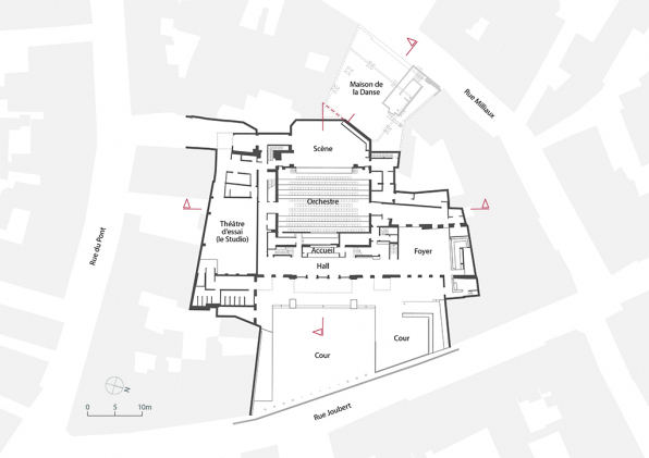 Plan au rez-de-chaussée. D'après un plan fourni par la Communauté de l'Auxerrois, Patrimoine et aménagement de l'espace public. © Région Bourgogne-Franche-Comté, Inventaire du patrimoine