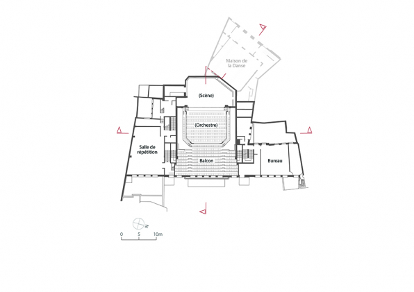 Plan au 1er étage. D'après un plan fourni par la Communauté de l'Auxerrois, Patrimoine et aménagement de l'espace public. © Région Bourgogne-Franche-Comté, Inventaire du patrimoine