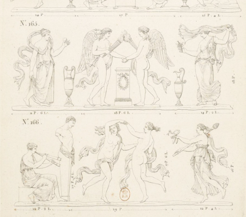 Union de l'Hymen, tirée du "Recueil des dessins d'ornements d'architecture de la manufacture de Joseph Beunat" [...], 1812-1813, pl. 14, fig. 165. © Région Bourgogne-Franche-Comté, Inventaire du patrimoine