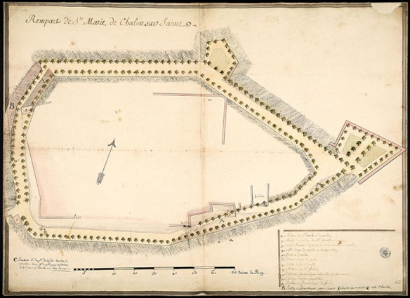 Rempart de Ste-Marie, Chalon-sur-Saône (cote : DD 108). © Archives de Chalon