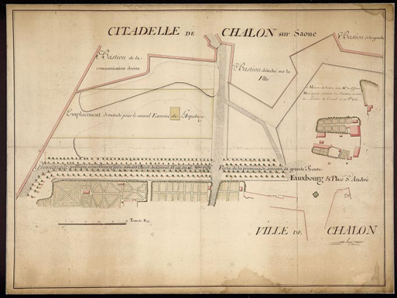  Plan de la Citadelle de Chalon par Chevreux. S.d. [après 1761]. (cote : DD86). © Archives de Chalon