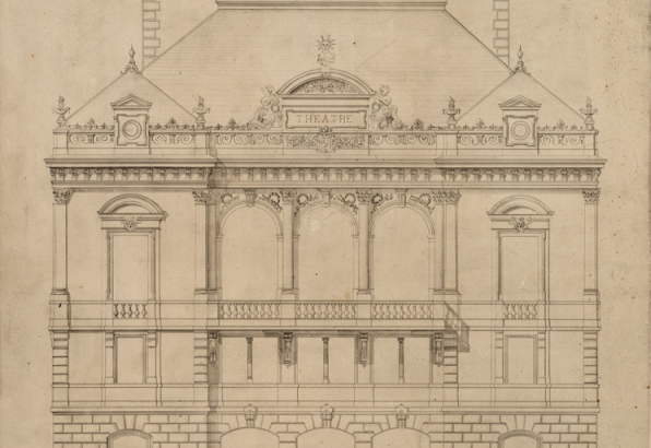 Théâtre d'Autun. Façade principale [détail]. 17 juillet 1881. © Région Bourgogne-Franche-Comté, Inventaire du patrimoine