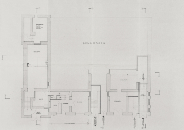 Ville d'Autun. Théâtre municipal. Place du Champ de Mars. Projet de rénovation. 7706 13. Niveau sous-sol. S.d. [1978 ?]. © Région Bourgogne-Franche-Comté, Inventaire du patrimoine