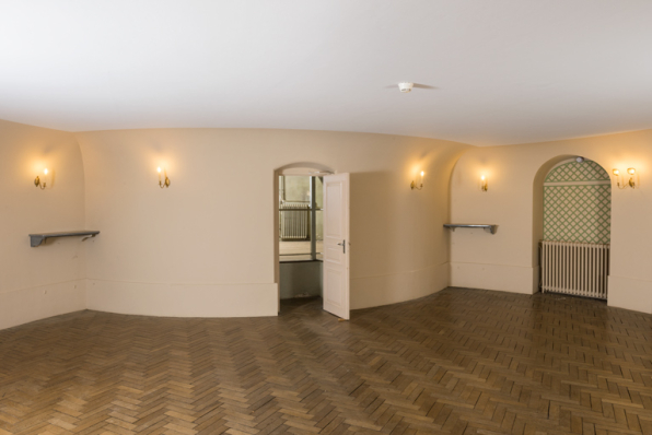 Sous-sol : foyer du public et accès à la salle du jeu d'orgue. © Région Bourgogne-Franche-Comté, Inventaire du patrimoine