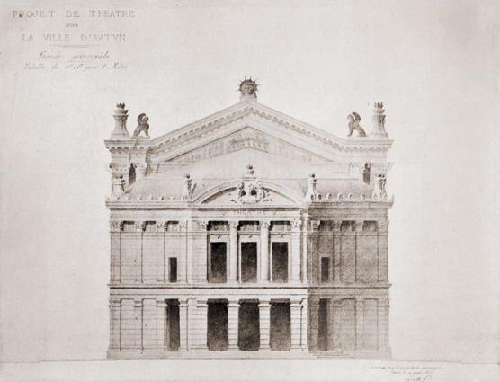 Projet de théâtre pour la ville d'Autun. Façade principale. 14 mai 1877. © Région Bourgogne-Franche-Comté, Inventaire du patrimoine
