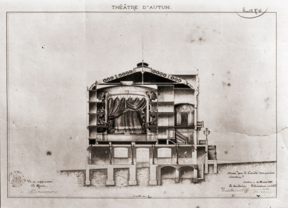 Théâtre d'Autun. Feuille n° 7 [coupe transversale]. 10 mars 1881. © Région Bourgogne-Franche-Comté, Inventaire du patrimoine