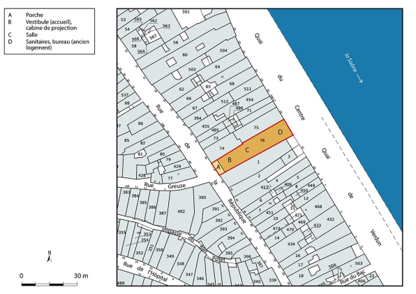 Plan-masse et de situation. Extrait du plan cadastral de la Direction Générale des Finances Publiques (DGFiP), 2022, section AN, 1/500 réduit à 1/750. © Région Bourgogne-Franche-Comté, Inventaire du patrimoine