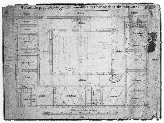 Plan du 1er étage du couvent, XVIIIe siècle © Région Bourgogne-Franche-Comté, Inventaire du patrimoine Plan du 1er étage du couvent, XVIIIe siècle © Région Bourgogne-Franche-Comté, Inventaire du patrimoine