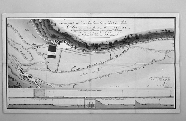 Plan des usines de Buillon et de Courcelle sur la rivière de la Loue. © Région Bourgogne-Franche-Comté, Inventaire du patrimoine