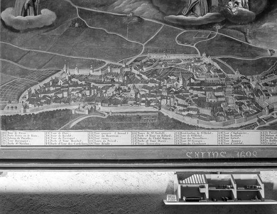 Salins en 1628. Détail de la partie gauche. © Région Bourgogne-Franche-Comté, Inventaire du patrimoine