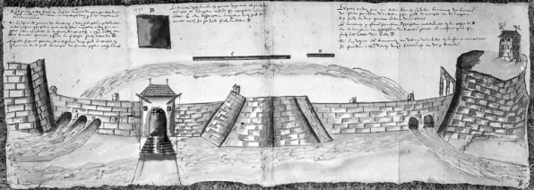 "Courtines du pont". Fin XVIe siècle. © Région Bourgogne-Franche-Comté, Inventaire du patrimoine