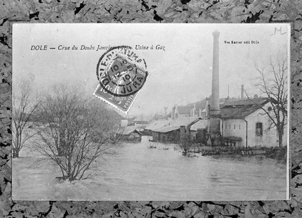 Dole - Crue du Doubs Janvier 1910. Usine à Gaz. © Région Bourgogne-Franche-Comté, Inventaire du patrimoine