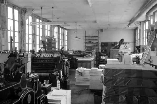 Pièce de séchage, rez-de-chaussée : intérieur de l'imprimerie. © Région Bourgogne-Franche-Comté, Inventaire du patrimoine