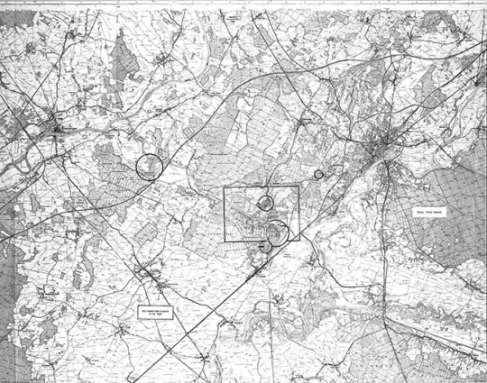 Carte de localisation.Montage de cartes topographiques à 1:25 000, I.G.N., Dole 3224 Ouest (1986) et St-Jean-de-Losne 3124 Est (1979). © Région Bourgogne-Franche-Comté, Inventaire du patrimoine