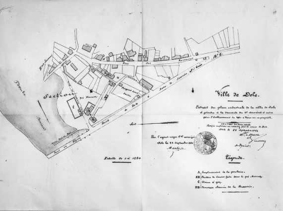 Extrait du plan cadastrale de la ville de Dole [...] plan de situation. © Région Bourgogne-Franche-Comté, Inventaire du patrimoine