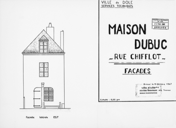 Maison Dubuc. Rue Chifflot. Façades, façade latérale droite. © Région Bourgogne-Franche-Comté, Inventaire du patrimoine
