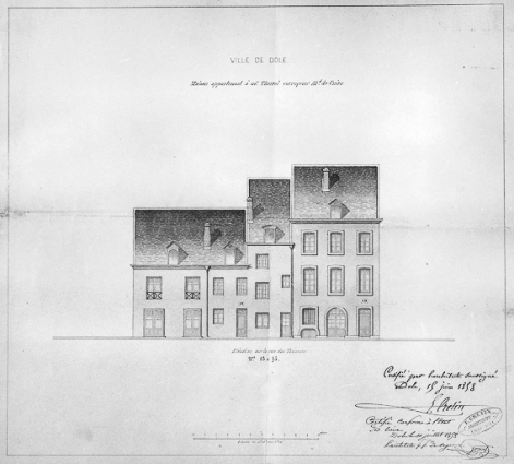 Maison appartenant à Mr Thurel [...] Elévation sur la rue des Tanneurs, n° 13 et 15. © Région Bourgogne-Franche-Comté, Inventaire du patrimoine