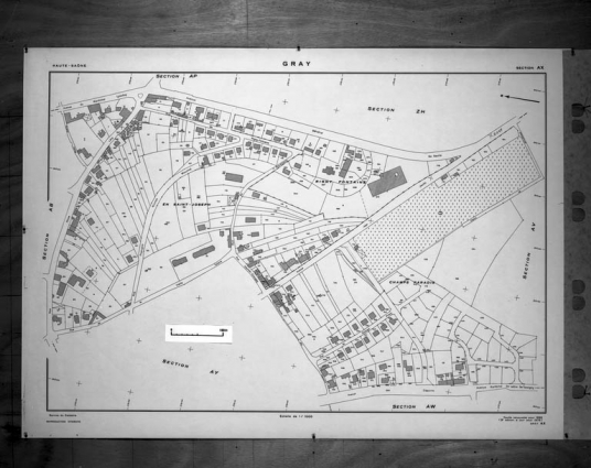 Plan cadastral. 1966, section AX, échelle 1:1000. © Région Bourgogne-Franche-Comté, Inventaire du patrimoine