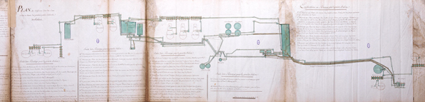 Plan des Différents Cours des Eaux salées et douces des grande et petite Salines de Salins. © Région Bourgogne-Franche-Comté, Inventaire du patrimoine