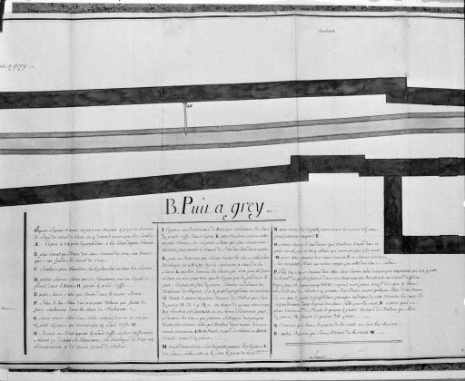 Plan des Souterrains de la grande Saline [... : légende concernant le puits à gré]. © Région Bourgogne-Franche-Comté, Inventaire du patrimoine